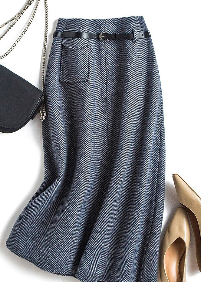 Women's High Waist A-Line Skirt Knee Length in Dark Grey