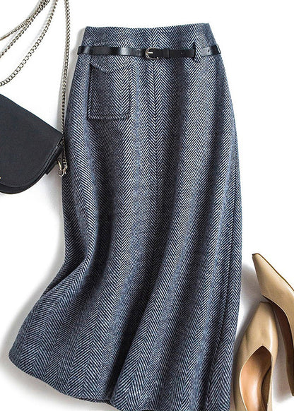 Women's High Waist A-Line Skirt Knee Length in Dark Grey