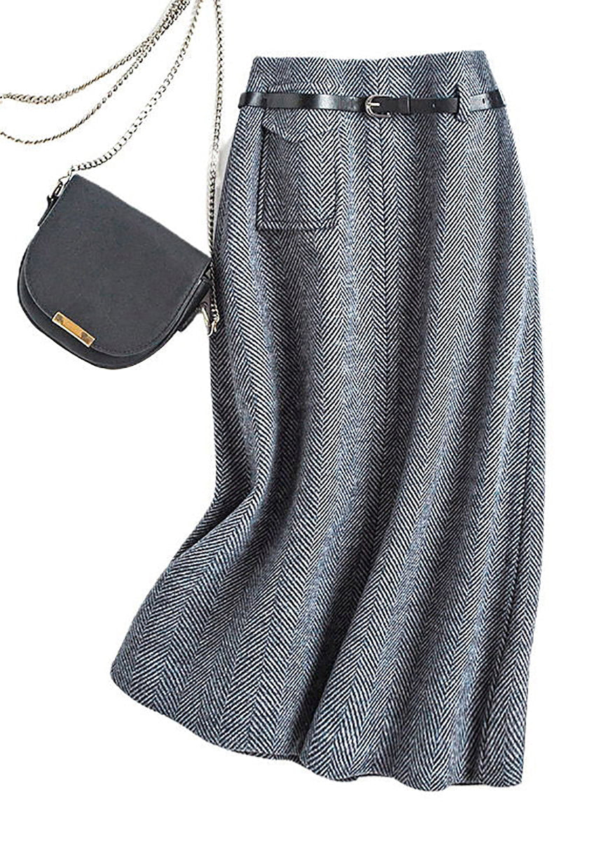 Women's High Waist A-Line Skirt Knee Length in Dark Grey