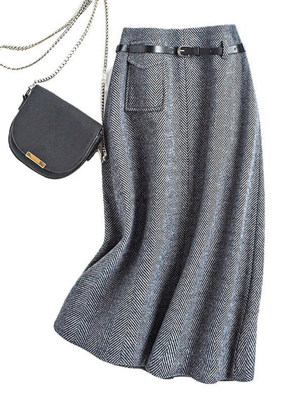 Women's High Waist A-Line Skirt Knee Length in Dark Grey
