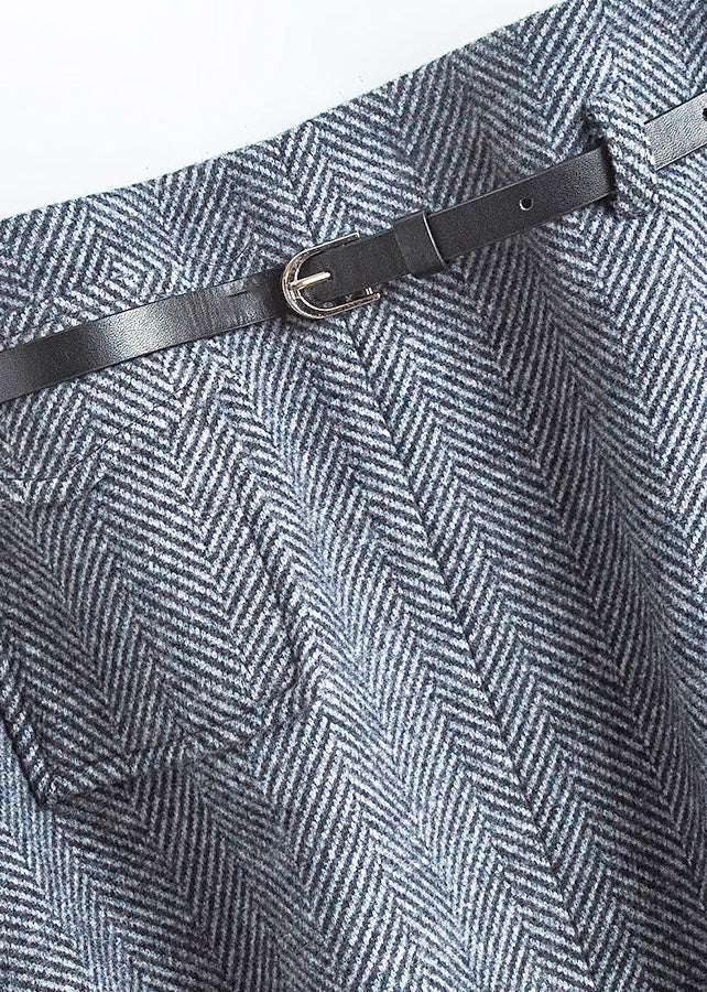 Women's High Waist A-Line Skirt Knee Length in Dark Grey