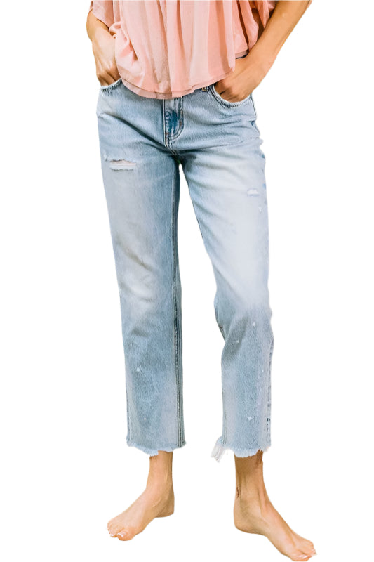 Women's High Waist Ankle Straight Leg Jeans