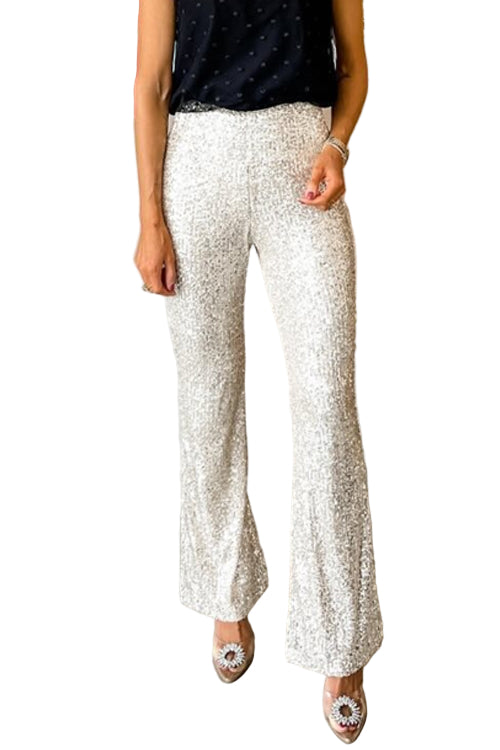 Women's High Waist Bell Bottoms with Sequins