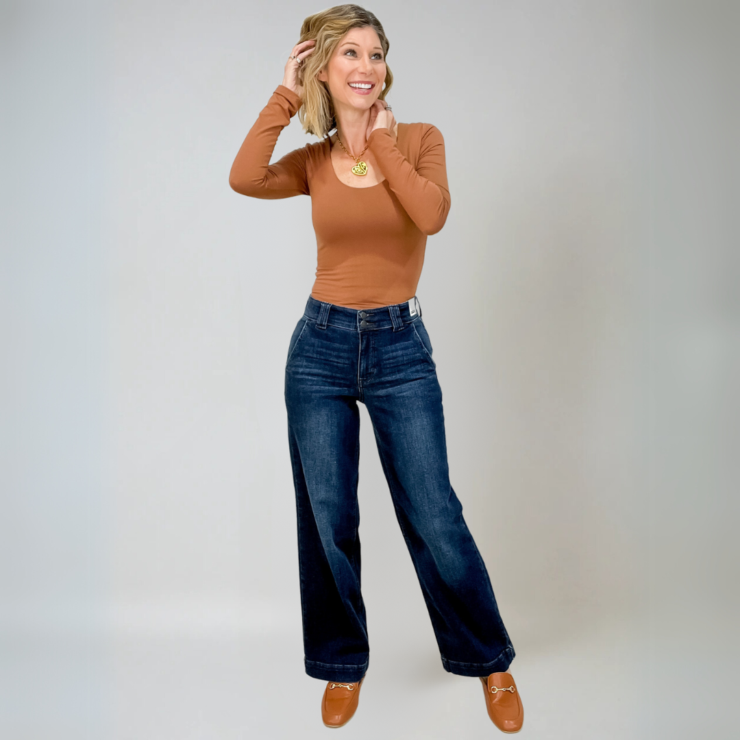 Women's High Waist Comfort Luxe Wide Jeans