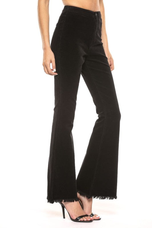 Women's High Waist Flared Corduroy Trousers