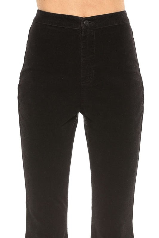 Women's High Waist Flared Corduroy Trousers