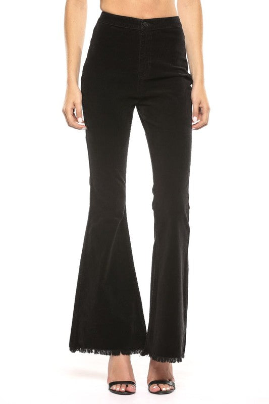 Women's High Waist Flared Corduroy Trousers