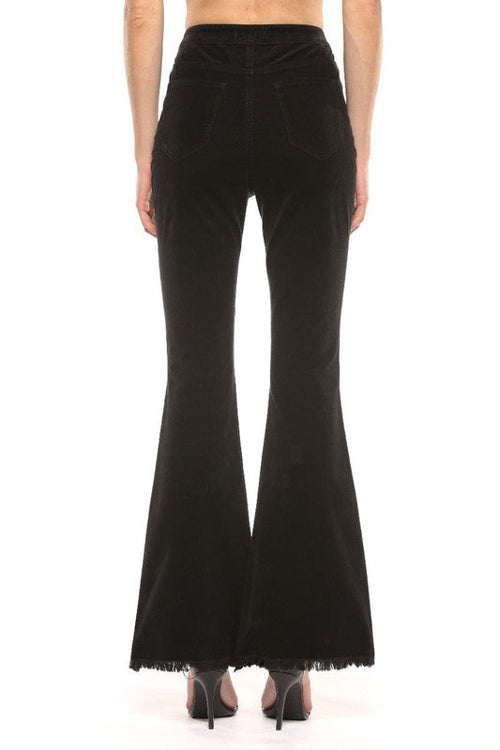 Women's High Waist Flared Corduroy Trousers