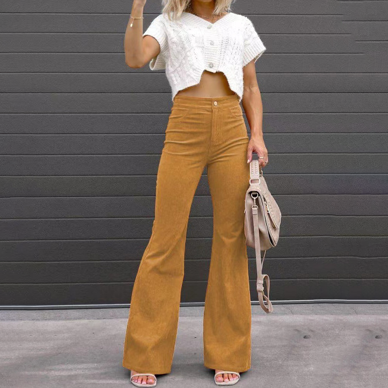 Women's High Waist Flared Trousers Eco Corduroy