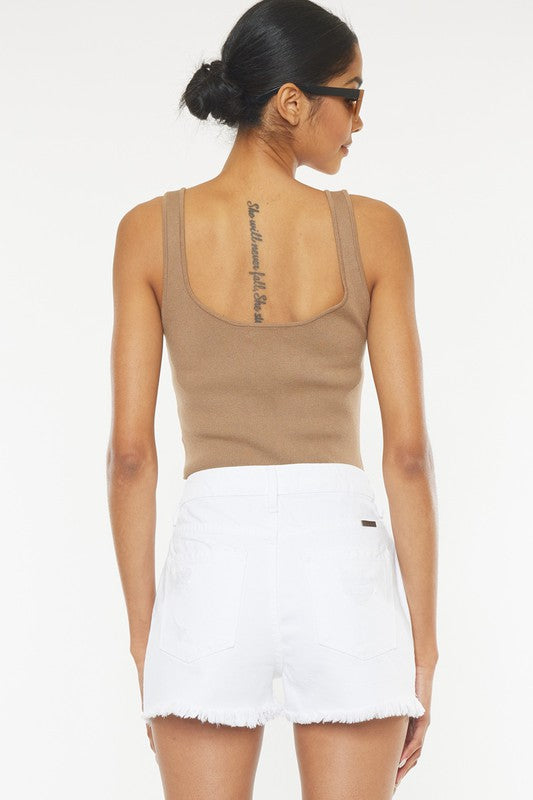 Women's High Waist Frayed Hem Shorts