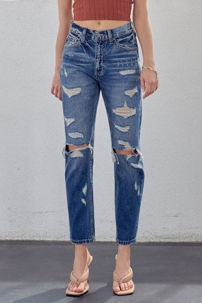 Women's High Waist Jeans Mom Fit Denim