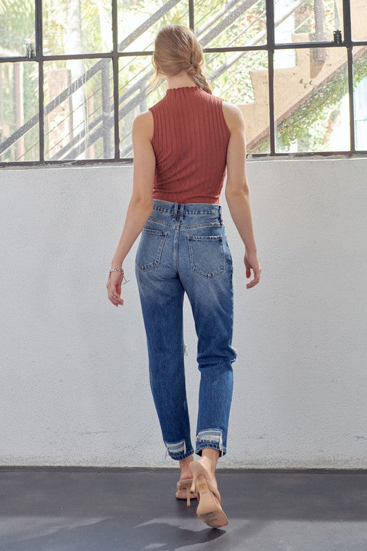 Women's High Waist Jeans Mom Fit Denim