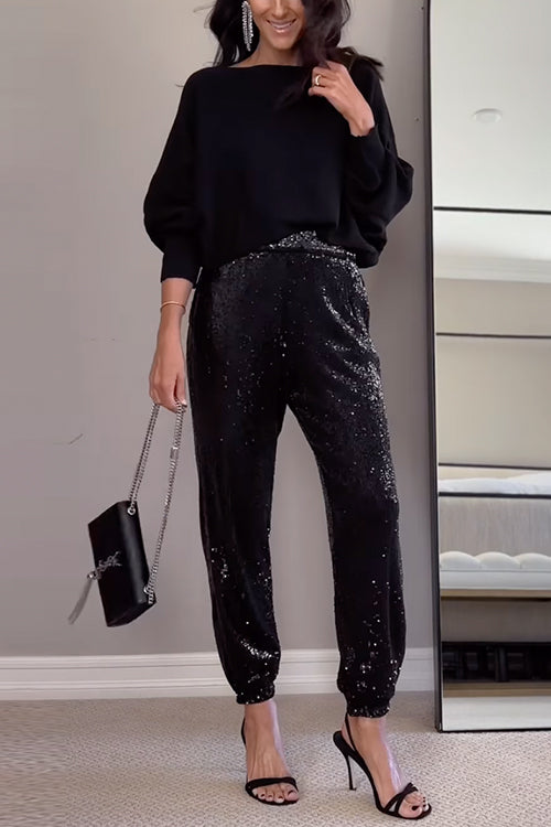 Women's High Waist Jeans with Sequins