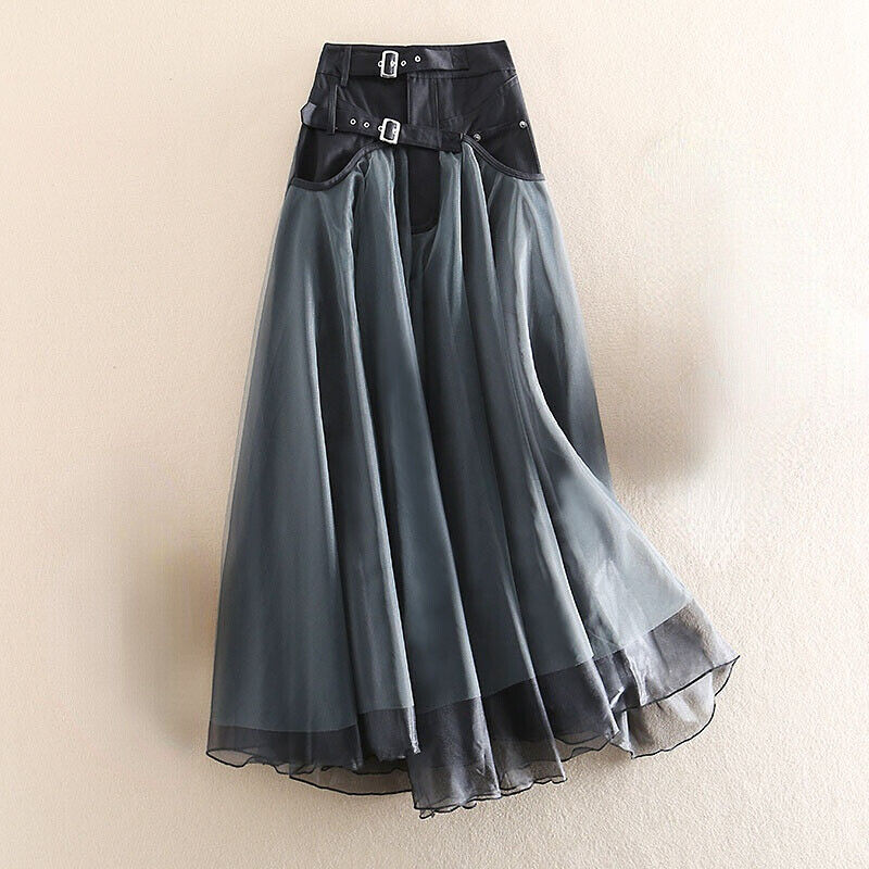 Women's High Waist Mesh Skirt