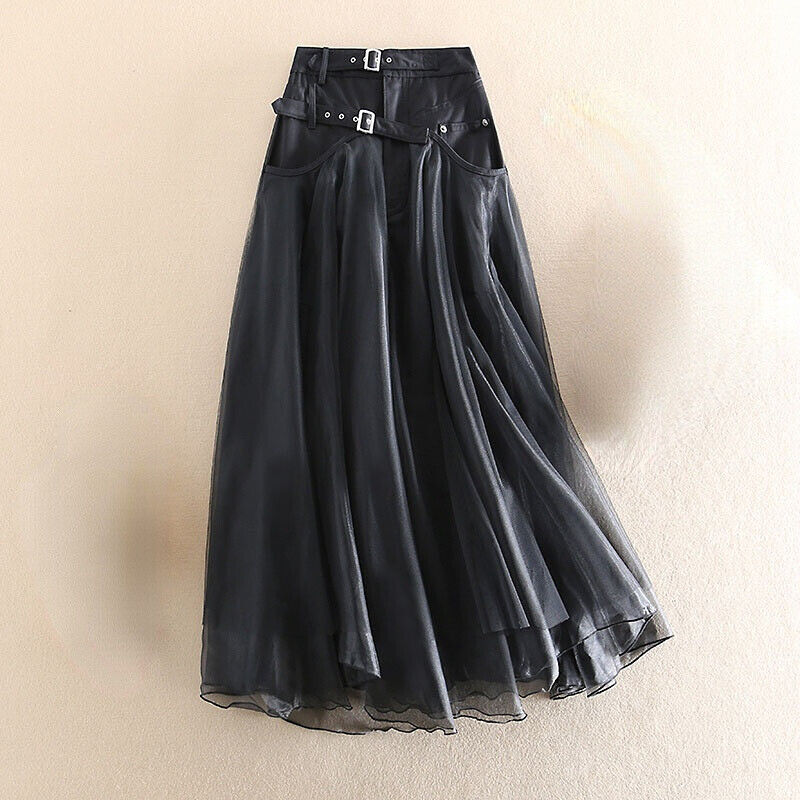 Women's High Waist Mesh Skirt