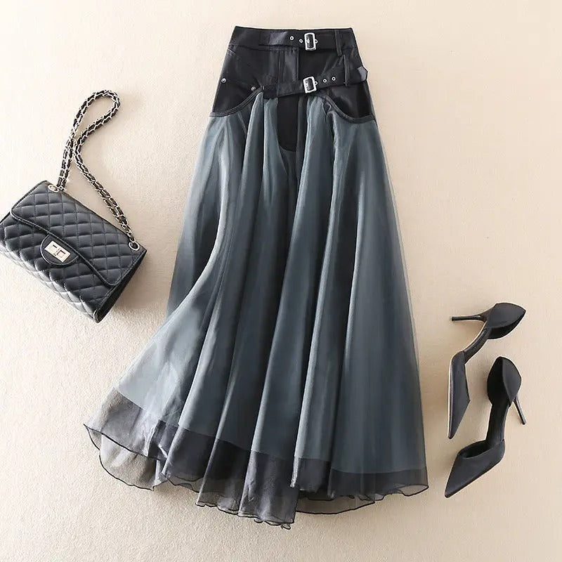 Women's High Waist Mesh Skirt