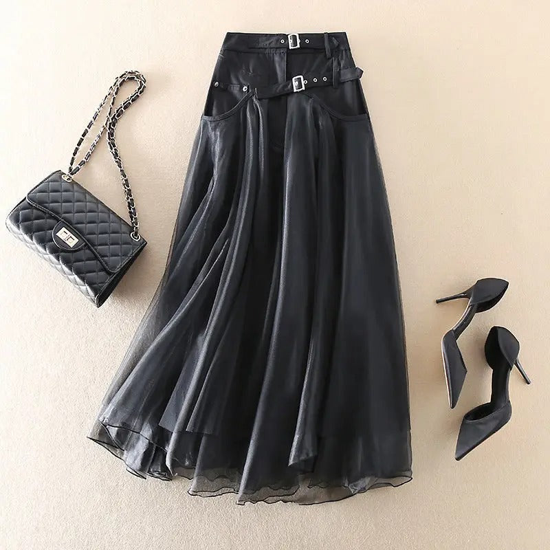 Women's High Waist Mesh Skirt