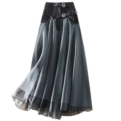 Women's High Waist Mesh Skirt