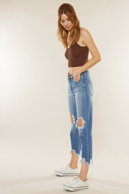 Women's High Waist Mom Fit Denim Jeans
