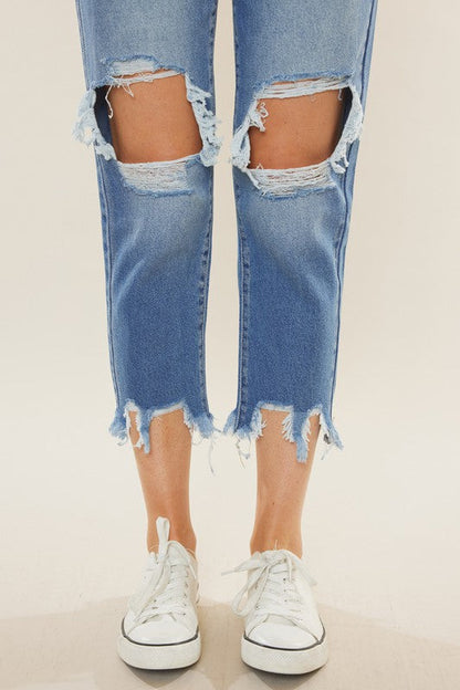 Women's High Waist Mom Fit Denim Jeans