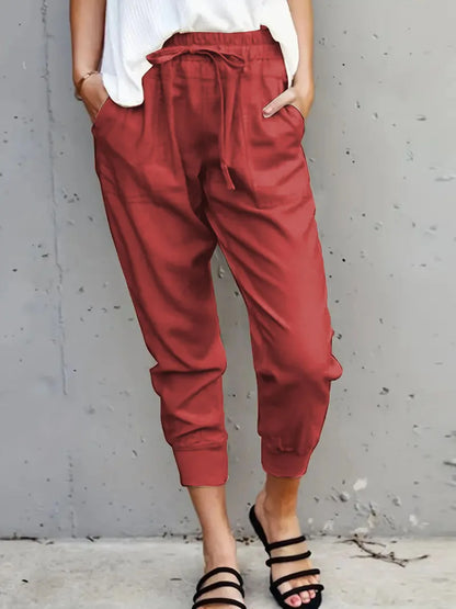 Women's High Waist Slim-fit Trousers Casual