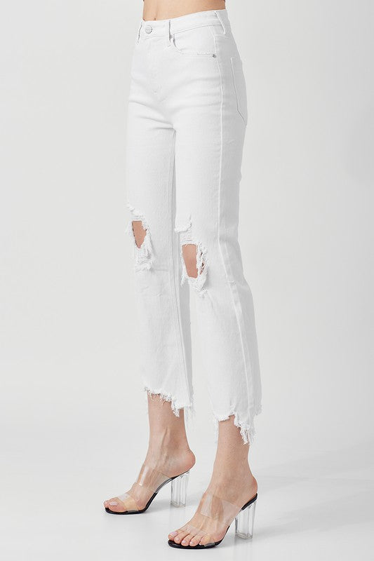 Women's High Waist Straight Crop Jeans