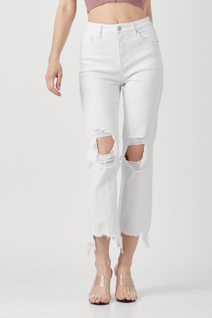 Women's High Waist Straight Crop Jeans