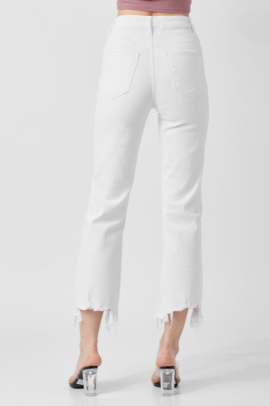 Women's High Waist Straight Crop Jeans