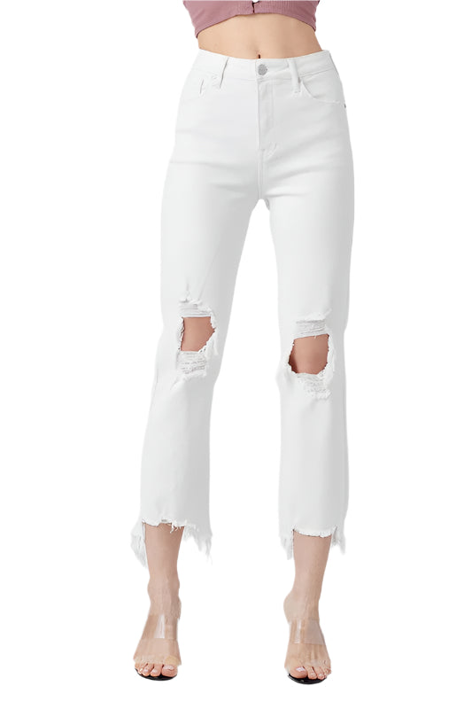 Women's High Waist Straight Crop Jeans