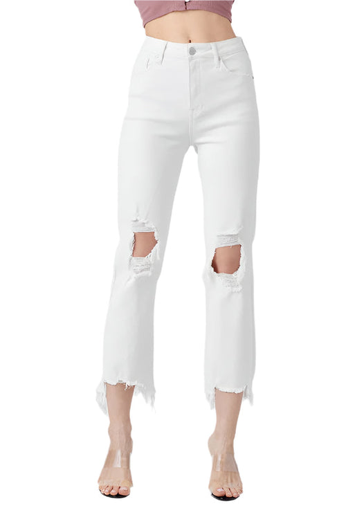 Women's High Waist Straight Crop Jeans