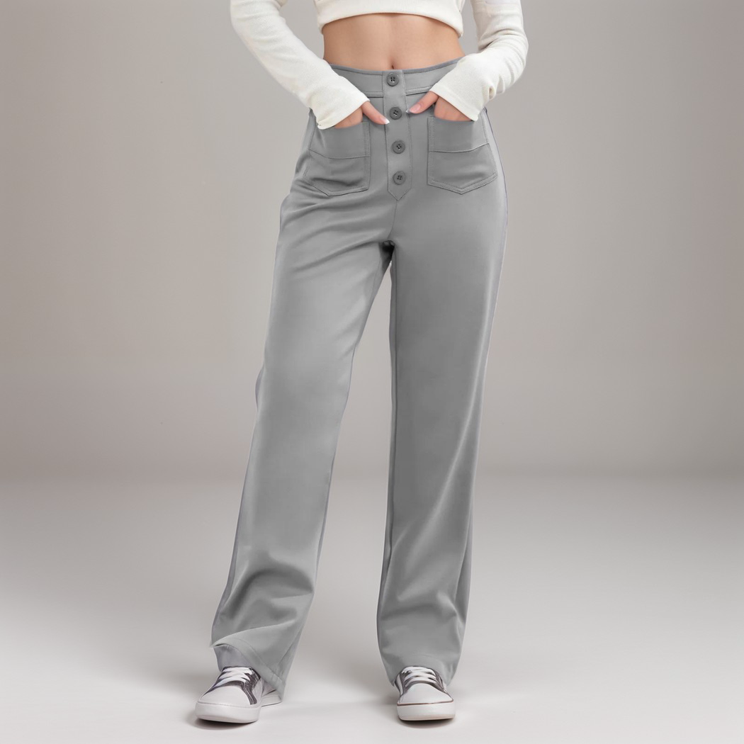 Women's High Waist Trousers Wide Leg Stretch Material