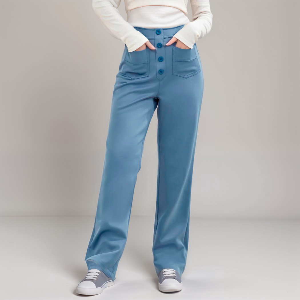 Women's High Waist Trousers Wide Leg Stretch Material
