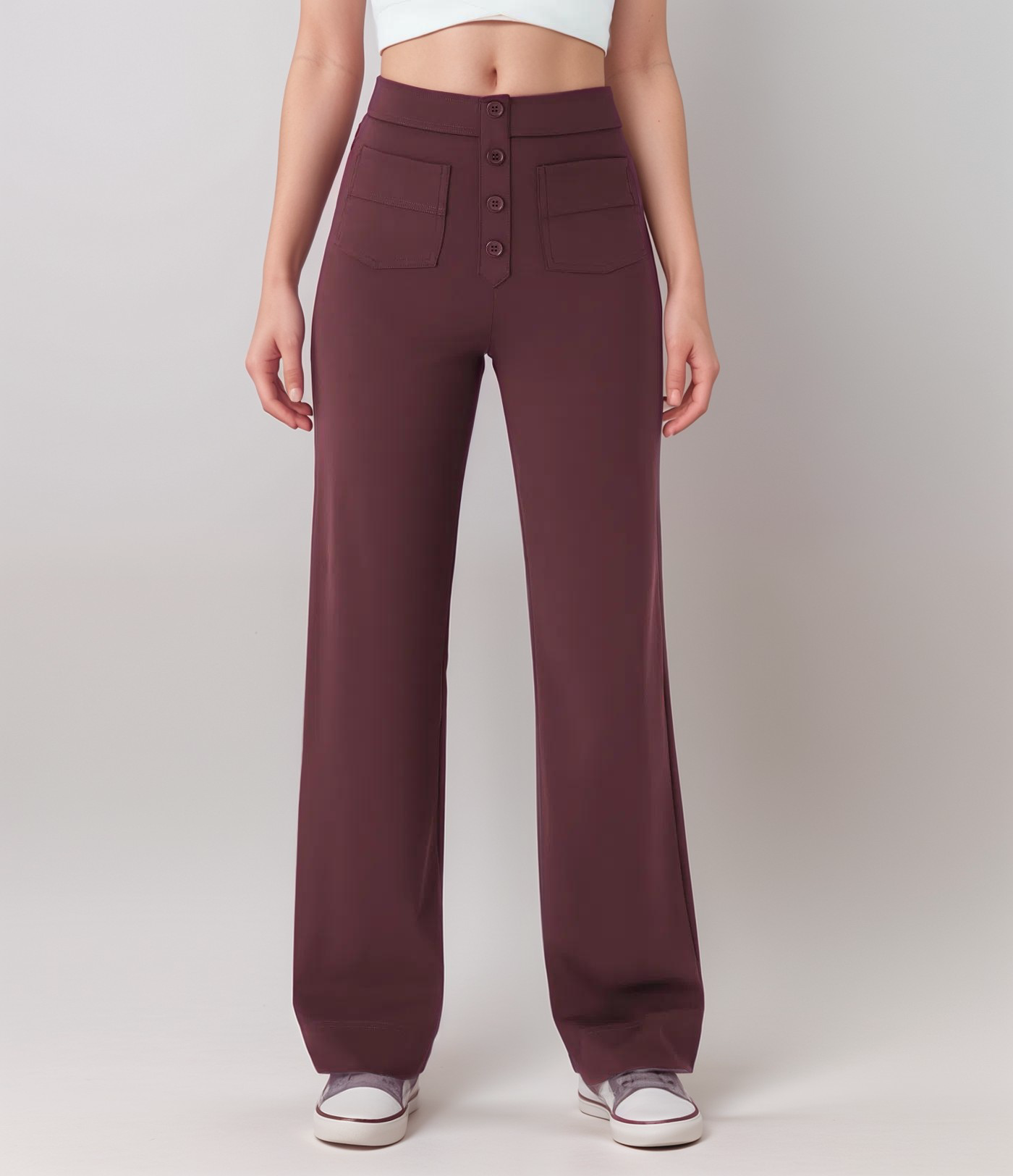 Women's High Waist Trousers Wide Leg Stretch Material
