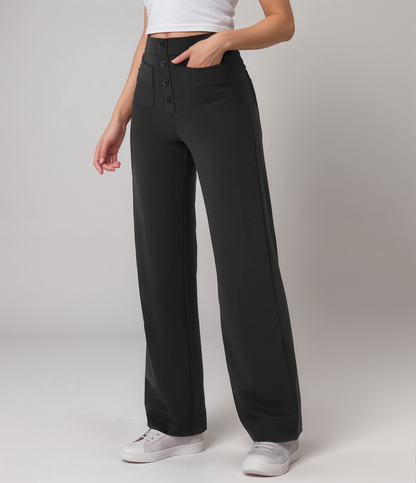 Women's High Waist Trousers Wide Leg Stretch Material