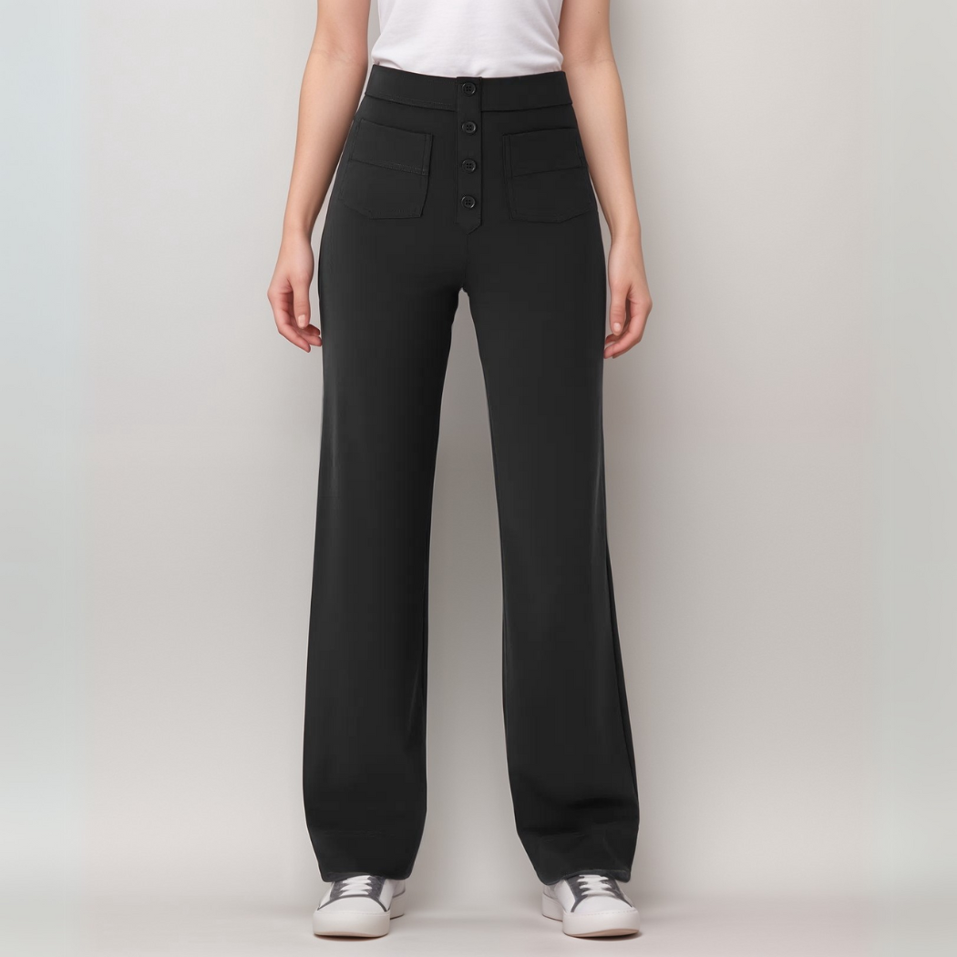 Women's High Waist Trousers Wide Leg Stretch Material