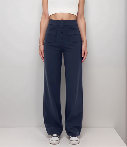 Women's High Waist Trousers Wide Leg Stretch Material
