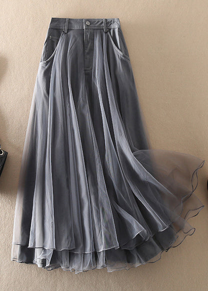 Women's High Waist Tulle Skirt with Patchwork for Spring and Summer