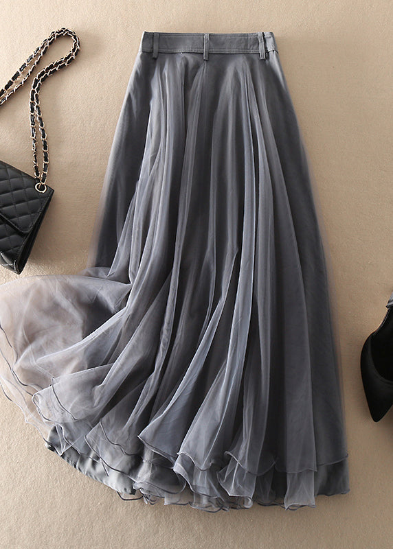 Women's High Waist Tulle Skirt with Patchwork for Spring and Summer