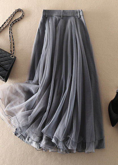 Women's High Waist Tulle Skirt with Patchwork for Spring and Summer