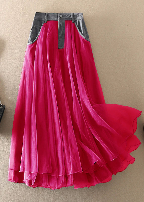 Women's High Waist Tulle Skirt with Patchwork for Spring and Summer