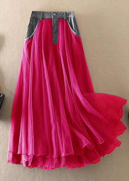 Women's High Waist Tulle Skirt with Patchwork for Spring and Summer