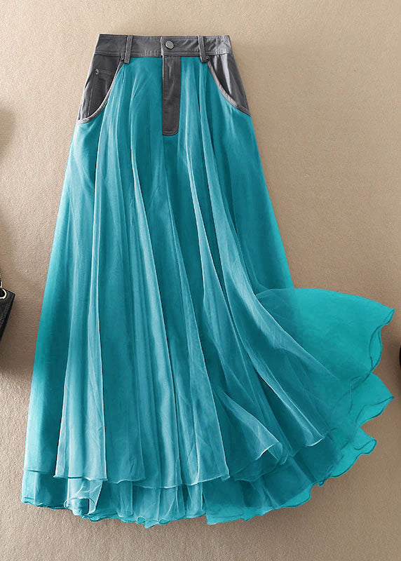 Women's High Waist Tulle Skirt with Patchwork for Spring and Summer