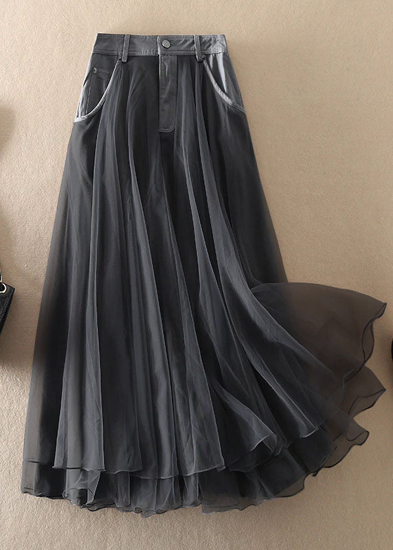 Women's High Waist Tulle Skirt with Patchwork for Spring and Summer