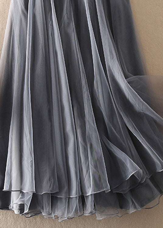Women's High Waist Tulle Skirt with Patchwork for Spring and Summer