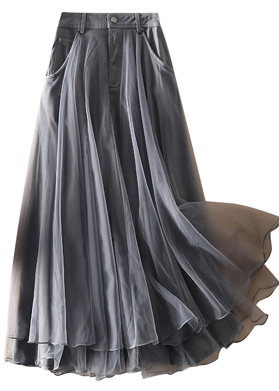 Women's High Waist Tulle Skirt with Patchwork for Spring and Summer