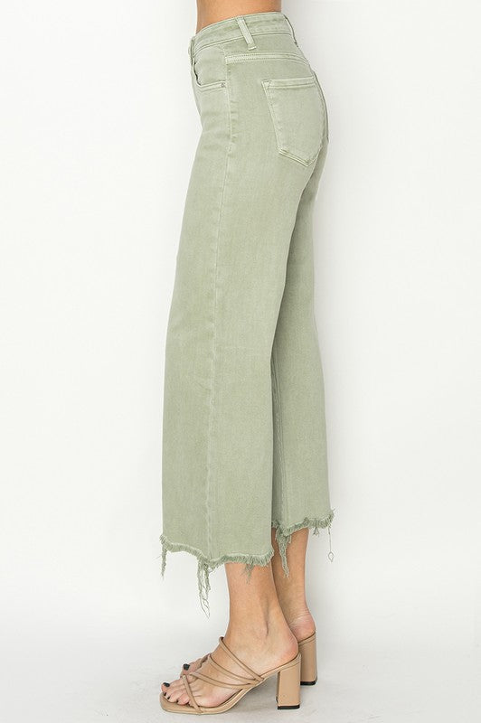 Women's High Waist Wide Cropped Trousers