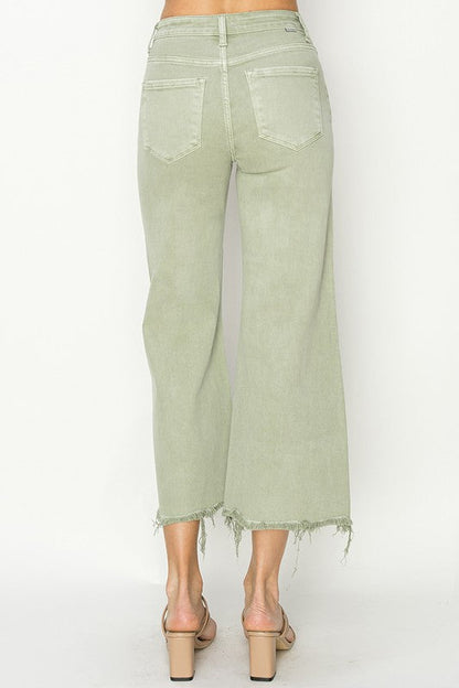 Women's High Waist Wide Cropped Trousers