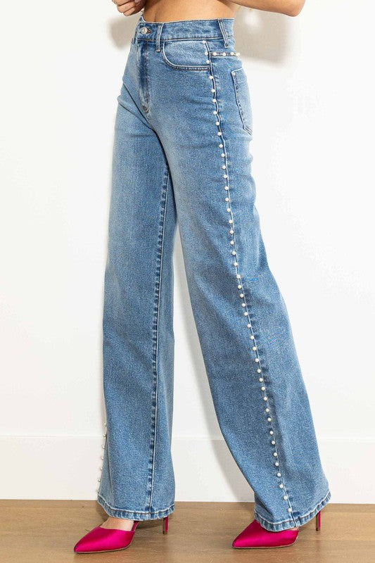 Women's High Waist Wide Jeans Medium Stone