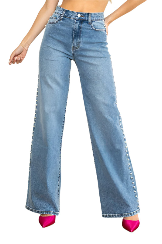 Women's High Waist Wide Jeans Medium Stone