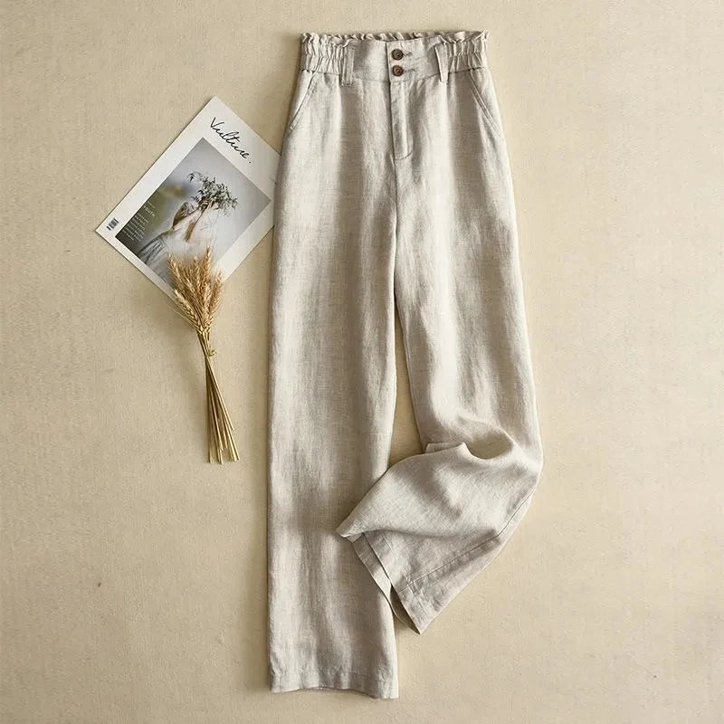 Women's High Waist Wide Trousers Casual Elastic with Wide Legs